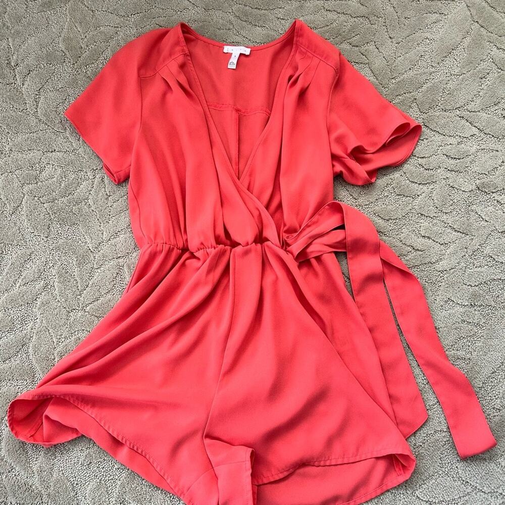 Leith coral pink romper dress